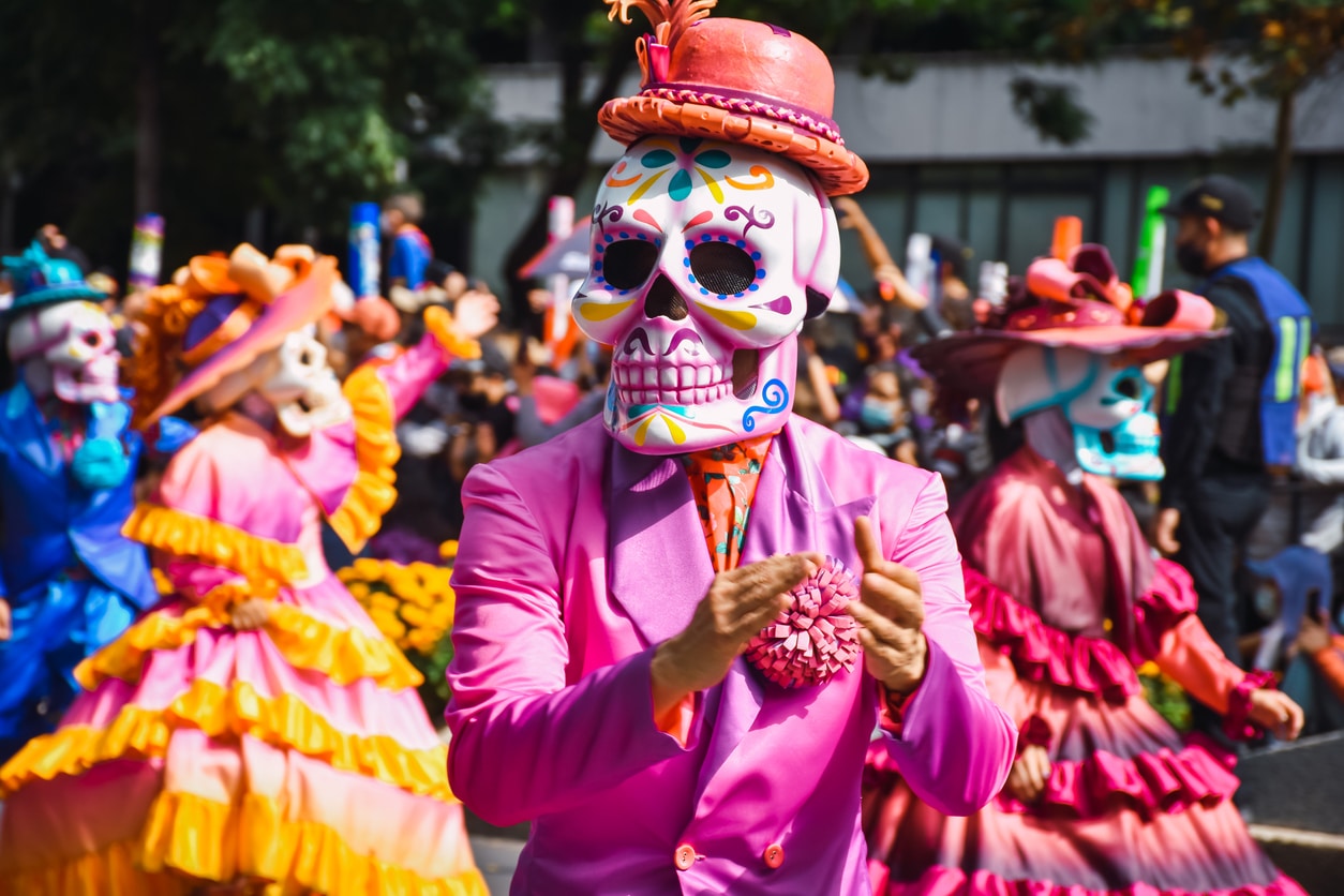 Day of the Dead celebrations in Mexico City. One of the best unique cultural experiences.